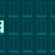 An illustration with a dark green background shows three rows of simply drawn windows. Two windows show a lone person reading their smartphone.